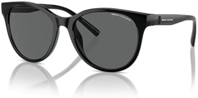 Armani Exchange Woman Sunglasses Shiny Black Frame, Dark Grey Lenses, 54MM