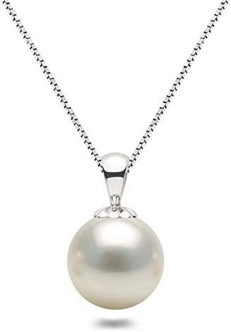 Orien Jewelry White Japanese AAAA 6-10mm Akoya Cultured Pearl Pendant Necklace 16"/18" Solitaire Necklace Pendant
