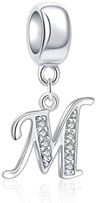 SOUKISS 925 Sterling Silver Letter Beads Initial A-z Dangle Alphabet Crystal Charm Fits European Bracelet Gift for Mother