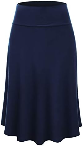 Lock and Love Women's Solid Ombre Lightweight Flare Midi Pull On Closure Skirt S-XXXL Plus Size