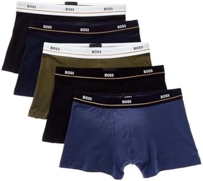 BOSS Men's 5 Pack Bold Logo Cotton Stretch Trunks