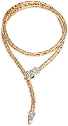 Snake Choker Necklace Bracelet Retro Adjustable Snake Shape Collar Necklace Curved Bar Design Full Rhinestone Accessories Halloween Statement Fashion Jewelry for Women Girls