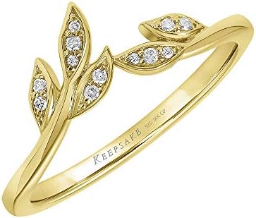 Stackable Diamond Floral Leaf Wedding Rings for Women; Anniversary or Promise Rings for Her in 10K White or Yellow Gold, 925 Sterling Silver or 18K Yellow Gold Vermeil; Silver or Gold Rings for Women