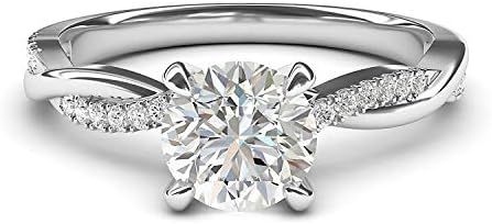 THELANDA Sterling Silver 4-Prong Petite Twisted Vine Simulated 1.0 CT Diamond Or Moissanite Engagement Ring Promise Bridal Ring