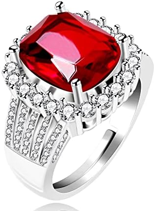 Uloveido Platinum & Rose Gold Plated 5 Carat Cubic Zirconia Diamond Adjustable Cushion Cut Rings for Women Y987