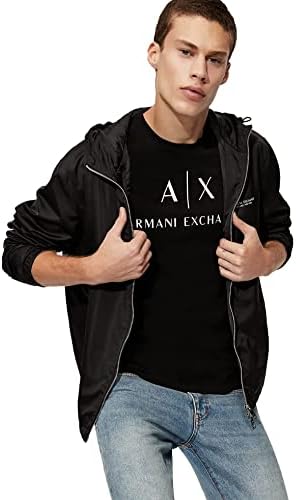 A|X ARMANI EXCHANGE mens Classic Crew Logo Tee T Shirt, Black, Medium US
