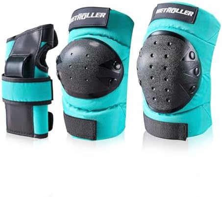 METROLLER Adult & Kids Protective Gear Set for Men, Women Youth Knee Pads, Elbow Pads & Wrist Guards 3 in 1 for Skateboarding Multi-Sports Protective Gear