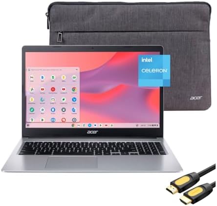 acer 315 Chromebook Laptop | 15.6" HD Anti-Glare Display | Intel Celeron N4020 | 4GB RAM | 64GB eMMC | Wi-Fi | Keypad | Webcam | USB-C | Bluetooth | Long Battery Life | SPS HDMI | Chrome OS | Silver