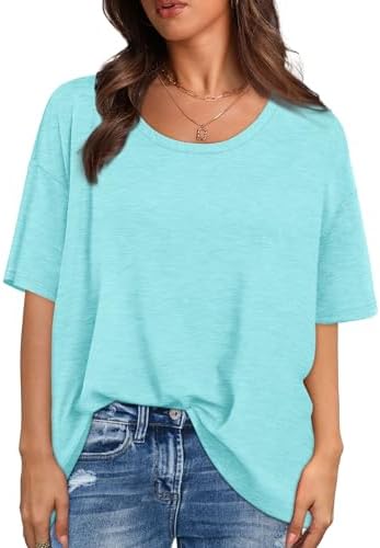 XIEERDUO Oversized T Shirts for Women Summer Short Sleeve Tops Loose Scook Neck
