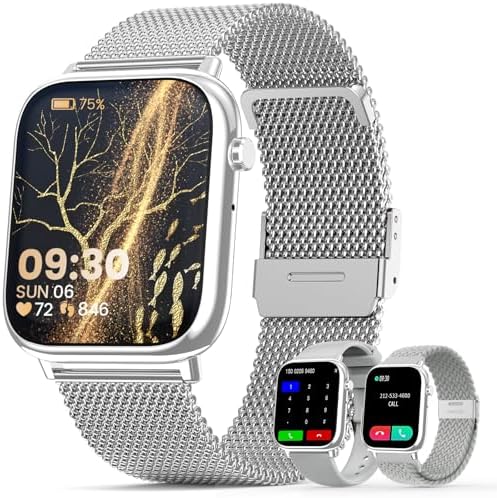 elfofle Smart Watches for Women，1.83" Fitness Tracker with Answer/Make Calls/Sleep Monitor/IP67 Waterproof /SpO2 Fitness Tracker/Sleep Monitor Watch for Android iOS (Silver)
