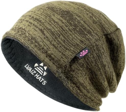 Lvaiz Winter Fleece Lined Knitted Beanie Hats for Men Reversible Windproof Watch Hat Warm Skull Cap for Women
