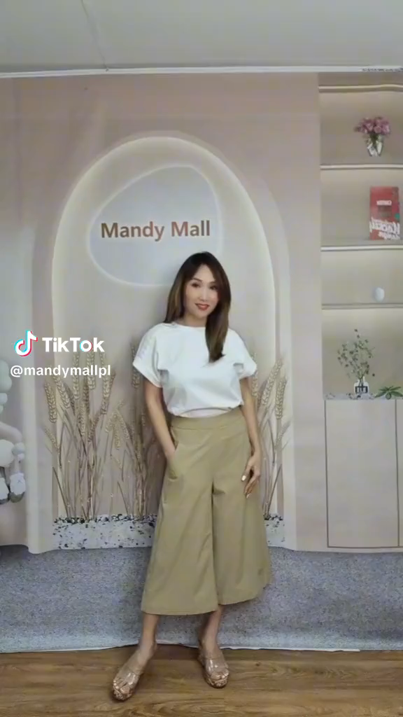 Eyouth 10123 Ladies wide leg pants High waist women casual pants culottes 3/4 length