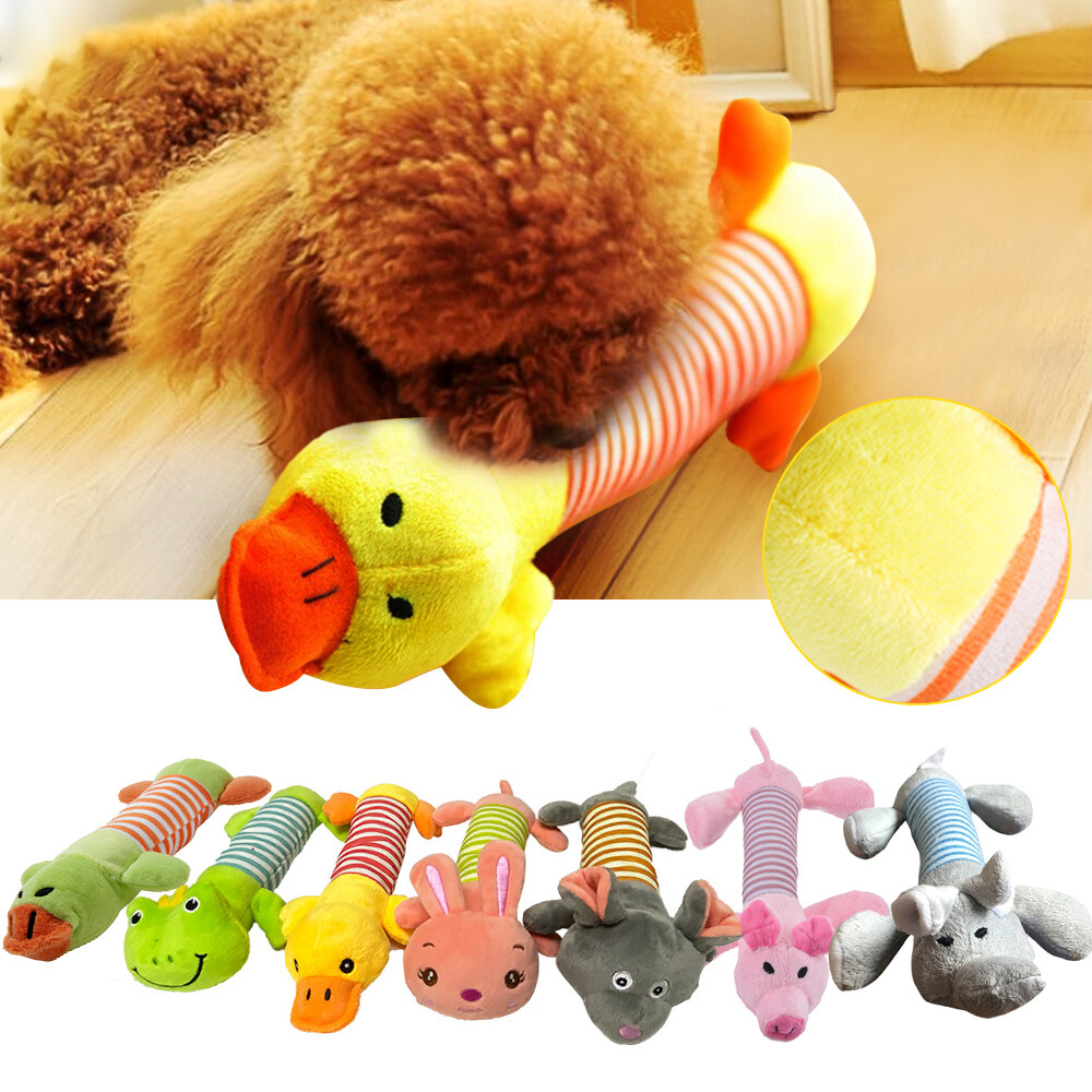 DySunny Cute Dog Toy Puppy Plush Sound Chew Squeaker Squeaky Pig Elephant Duck Pet Toy