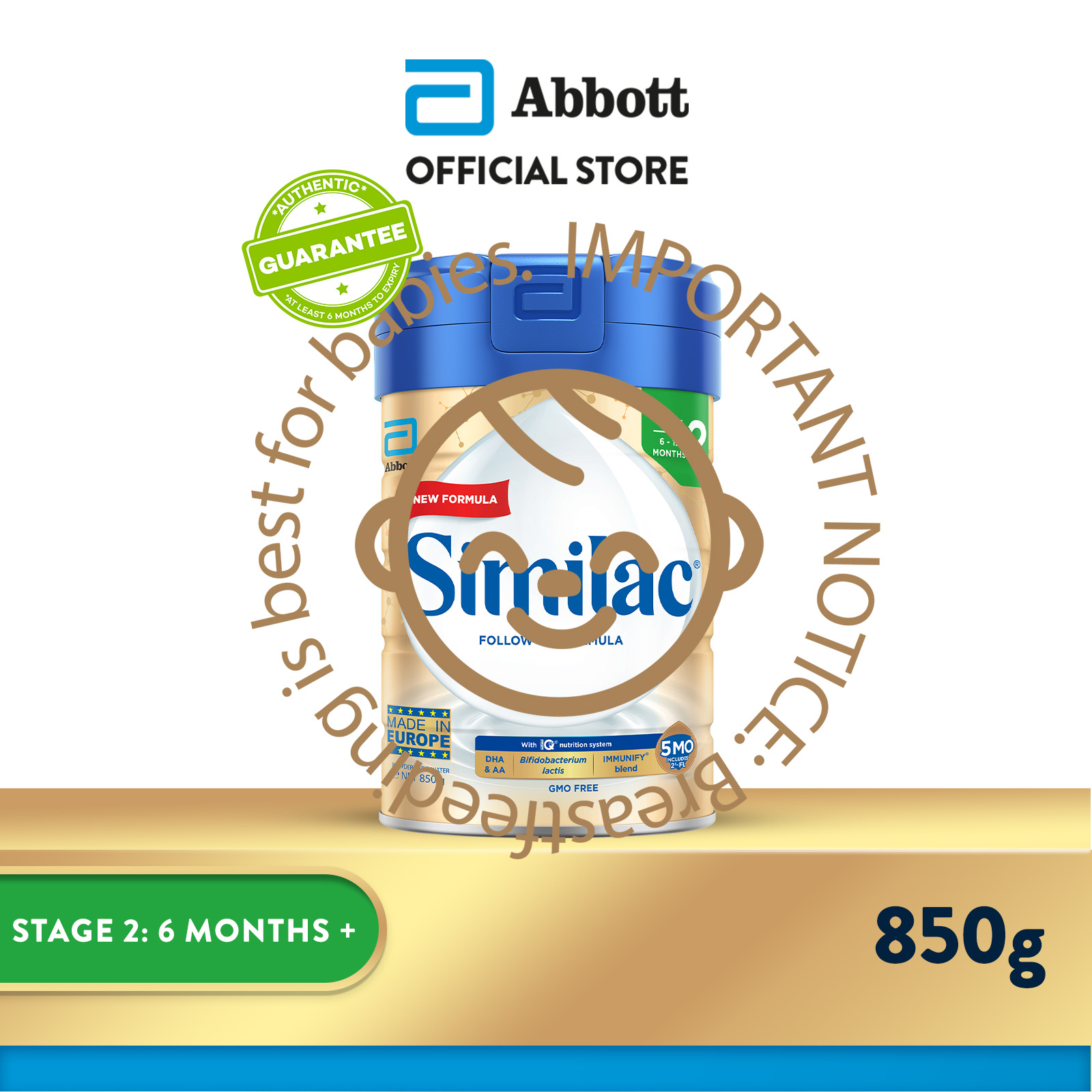 Similac 5MO Stage 2 Follow-On Baby Milk Powder Formula 850g (6 months onwards)