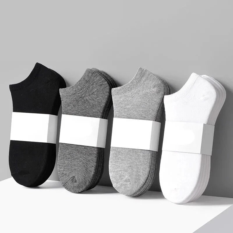 FSDZ 5 Pairs/Lot Low Cut Men Socks Solid Color Black White Gray Breathable Cotton Sports Socks Male Short Socks Women Men