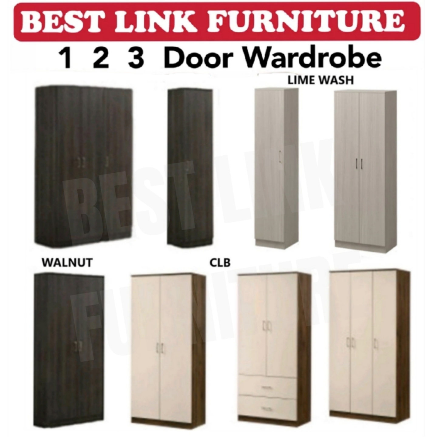 BEST LINK FURNITURE 1 2 3 Door Wardrobe /Storage Cabinet /2 Door Cabinet