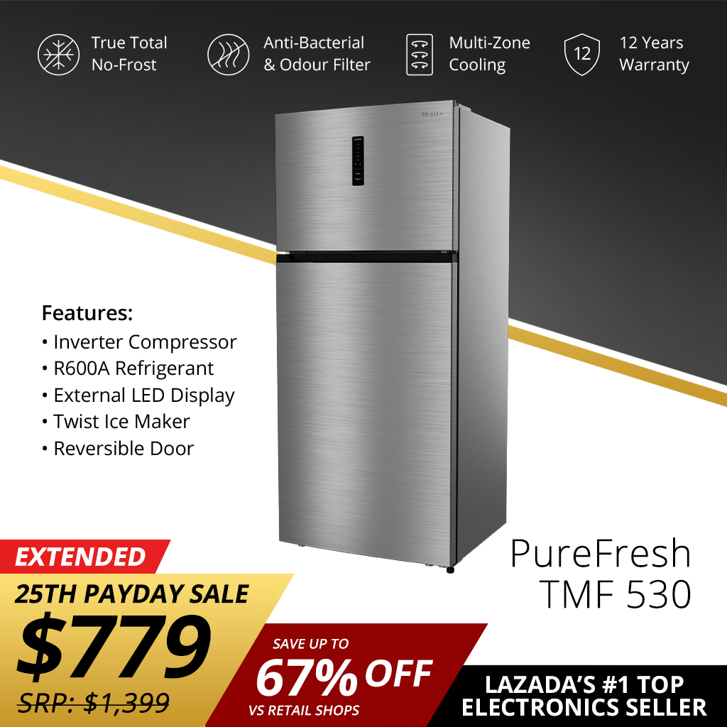 PRISM+ PureFresh TMF 530 | 530L Top Mount Freezer Refrigerator | True Total No-Frost | Inverter Compressor | R600A Refrigerant