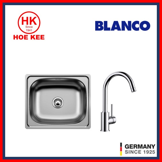 [BUNDLE] Blanco Plenta 6 Stainless Steel Kitchen Sink + Blanco Mida XL Big Spout Sink Mixer Chrome