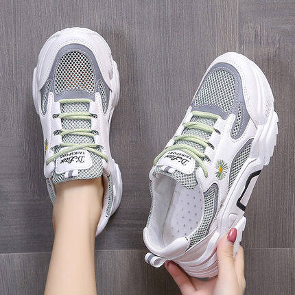 Women Plus Size Summer White Mesh Breathable Sports Shoes