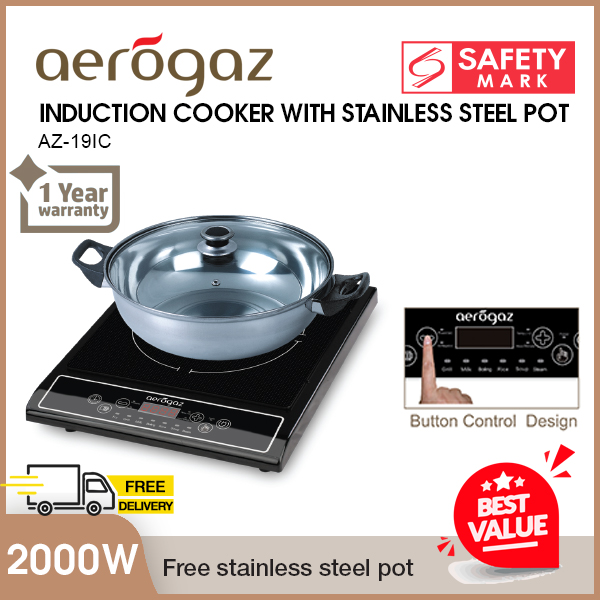 Aerogaz AZ-19IC 2000W induction Cooker With Stainless Steel Pot