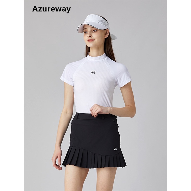 Azureway GOLF round neck short-sleeved T-shirt women's top hip-covered skirt pleated women's skirt GOLF Sports ball suit women's 7WNF