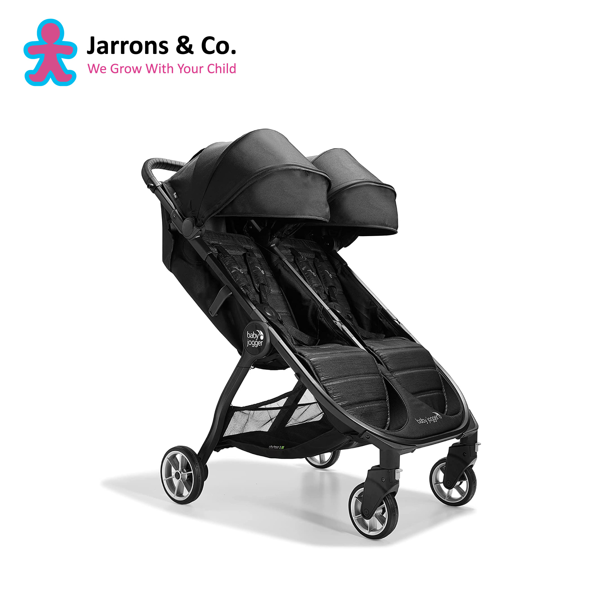 [Jarrons & Co] Baby Jogger City Tour 2 Double Stroller, Pitch Black (1 Year Warranty)
