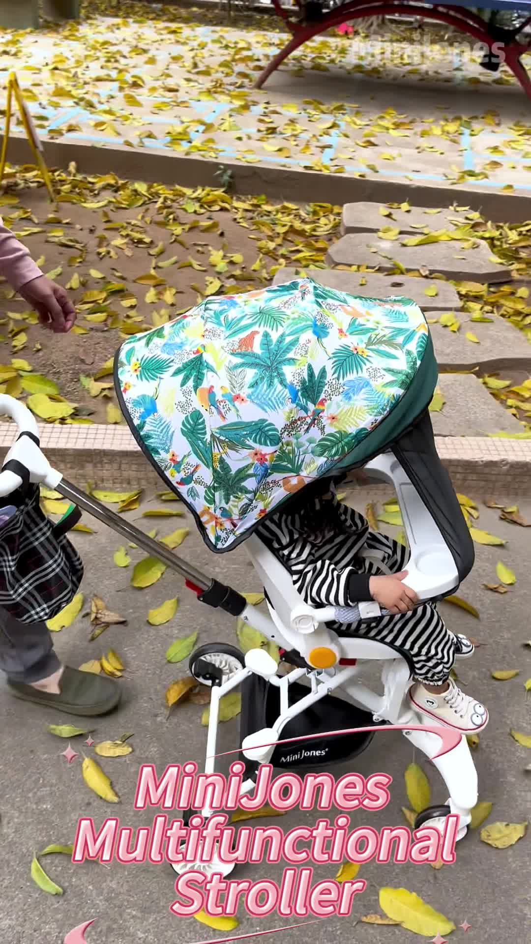 MiniJones Multi-Functional Luxury Baby Stroller 360 ° Rotate Walking Baby Trolley Simple Folding